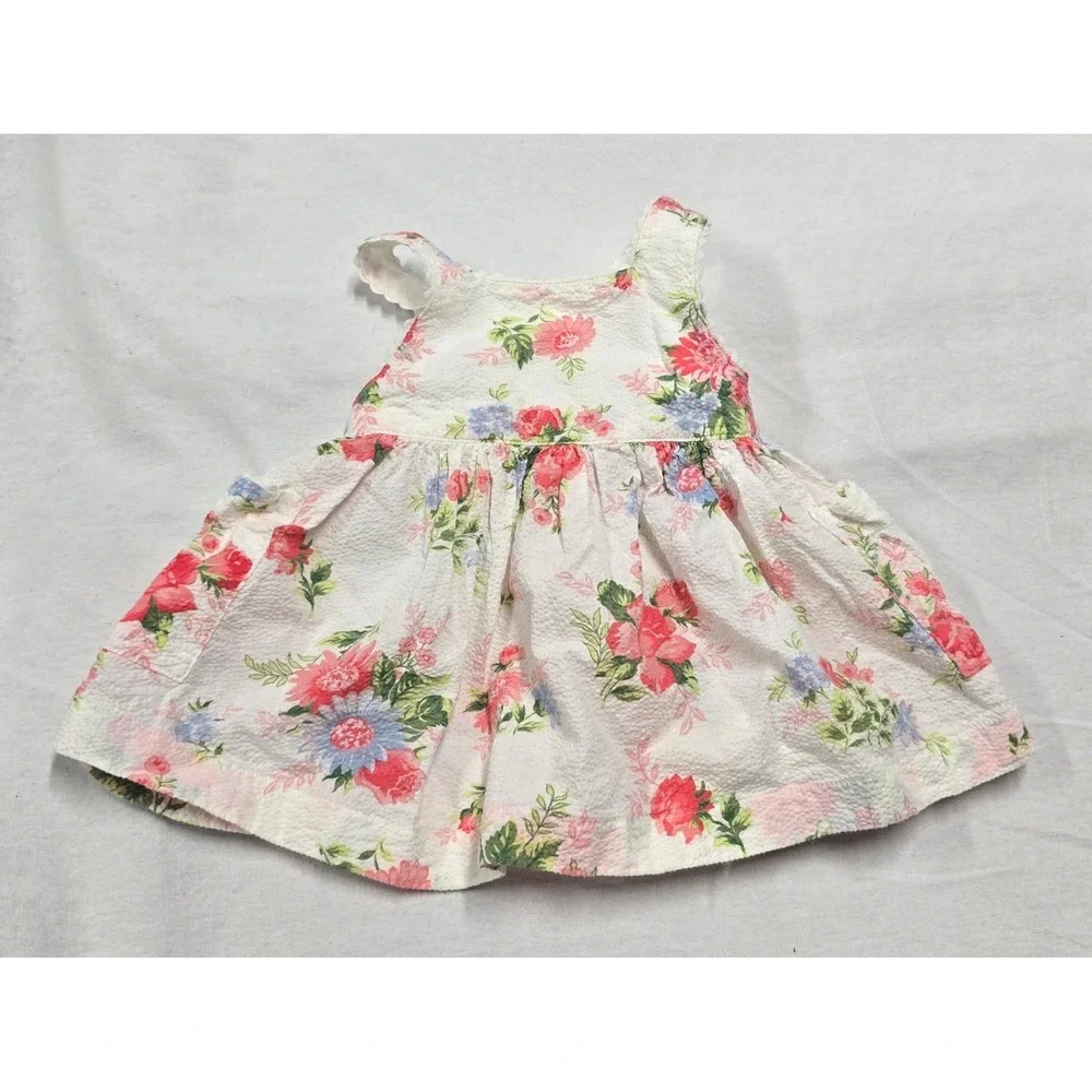 Baby Gap Vintage 2000s Shabby Floral Dress Bloomers Bucket Hat Set 3-6M